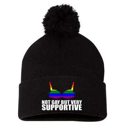 Not Gay But Very Supportive Boobs Pom Pom 12in Knit Beanie