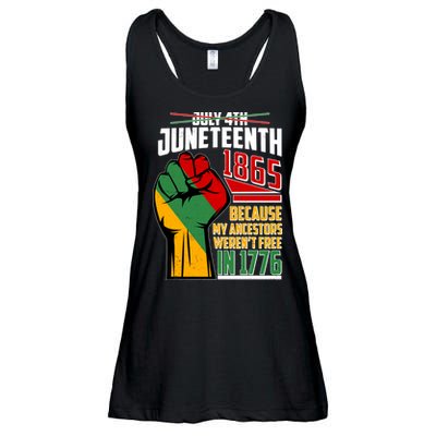 Not July 4th Juneteenth 1865 My Ancestors Weren't Free In 1776 Ladies Essential Flowy Tank