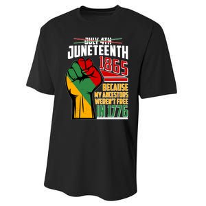 Not July 4th Juneteenth 1865 My Ancestors Weren't Free In 1776 Performance Sprint T-Shirt