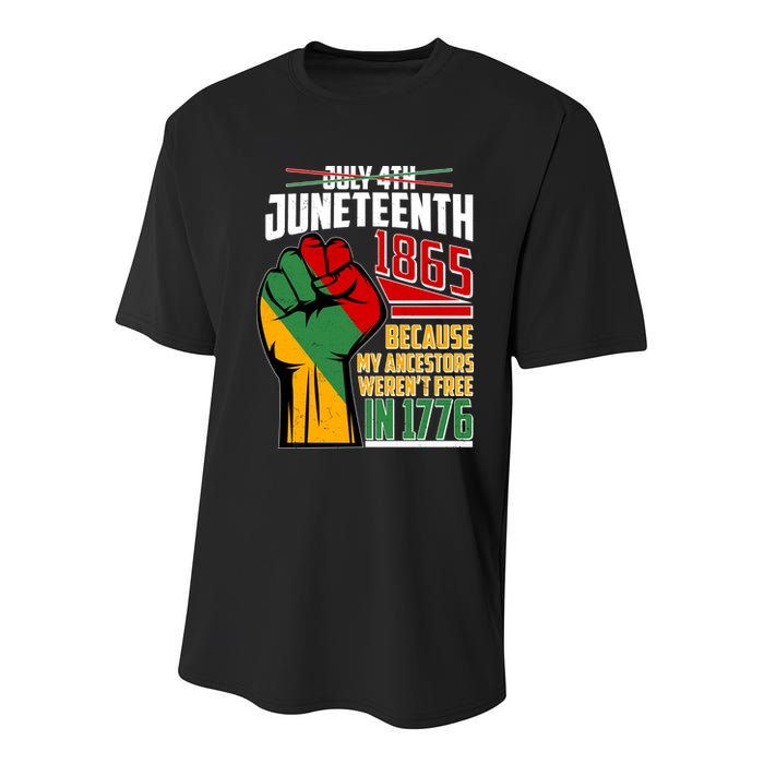Not July 4th Juneteenth 1865 My Ancestors Weren't Free In 1776 Youth Performance Sprint T-Shirt