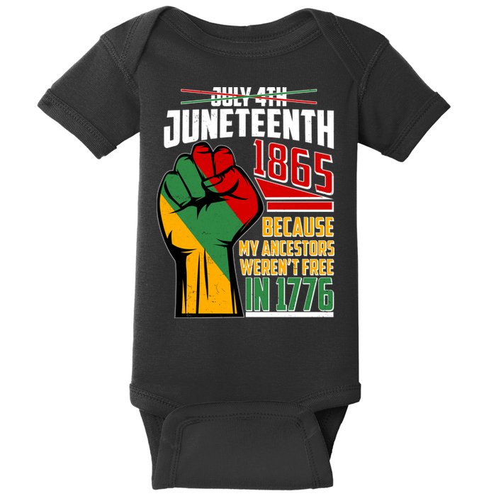 Not July 4th Juneteenth 1865 My Ancestors Weren't Free In 1776 Baby Bodysuit