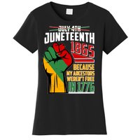 Not July 4th Juneteenth 1865 My Ancestors Weren't Free In 1776 Women's T-Shirt