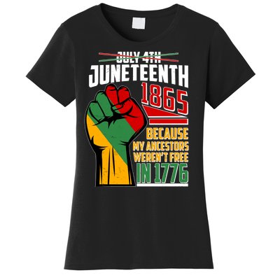 Not July 4th Juneteenth 1865 My Ancestors Weren't Free In 1776 Women's T-Shirt