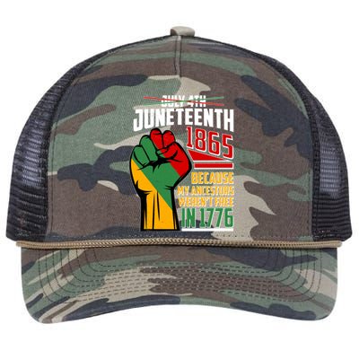 Not July 4th Juneteenth 1865 My Ancestors Weren't Free In 1776 Retro Rope Trucker Hat Cap