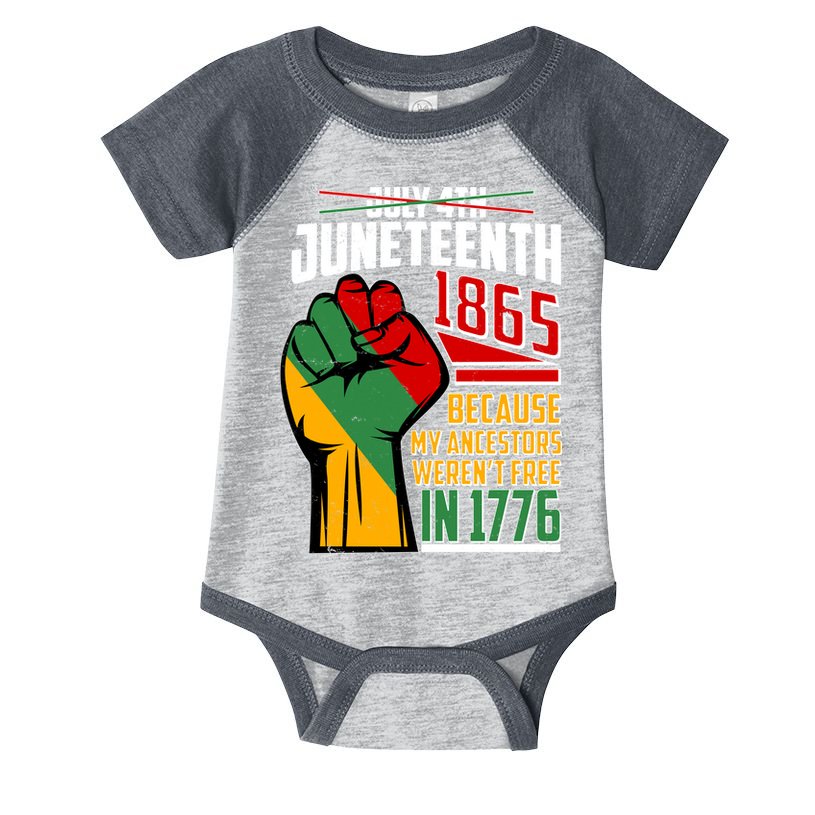 Not July 4th Juneteenth 1865 My Ancestors Weren't Free In 1776 Infant Baby Jersey Bodysuit