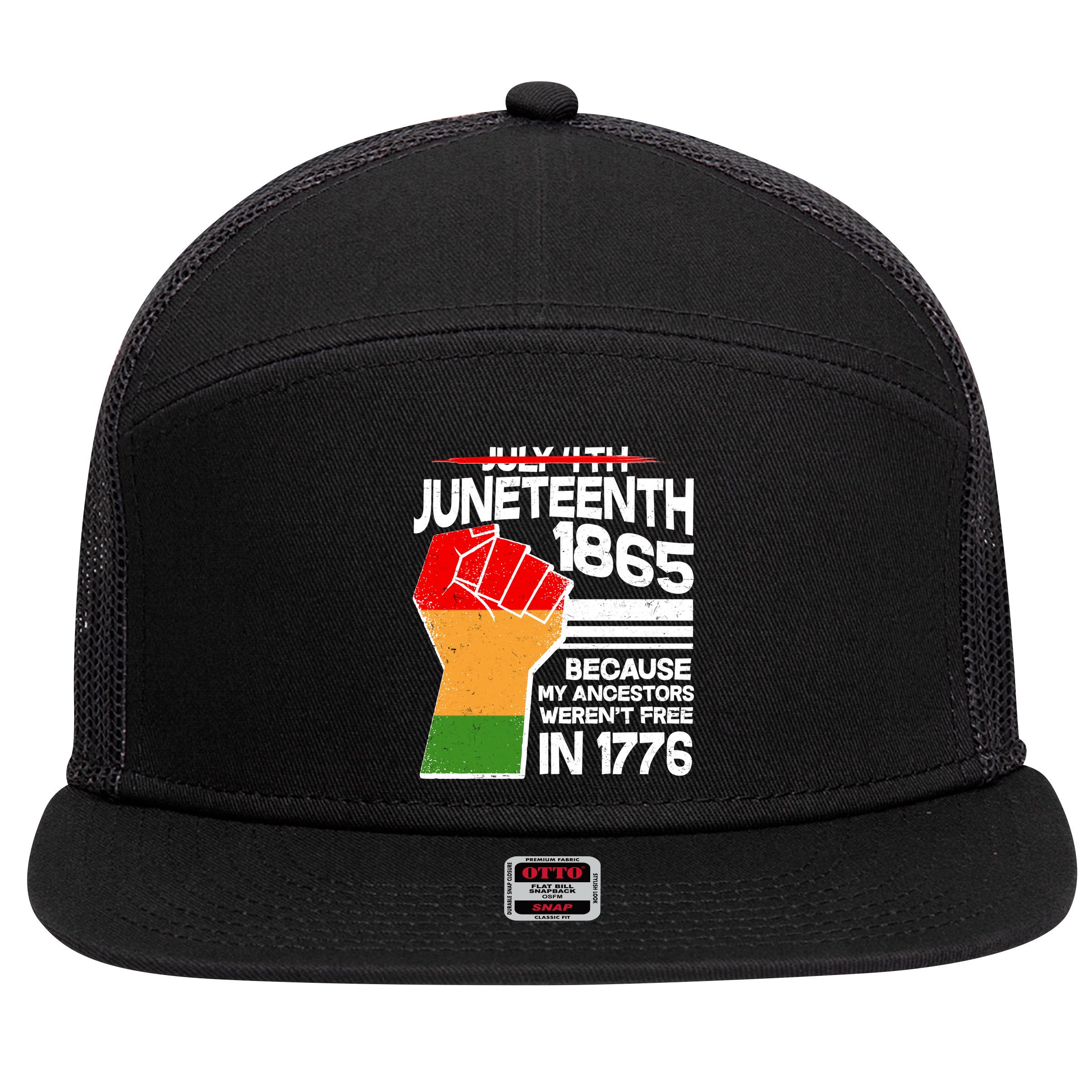 Not July 4th Juneteenth 1885 7 Panel Mesh Trucker Snapback Hat
