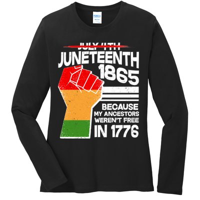 Not July 4th Juneteenth 1885 Ladies Long Sleeve Shirt