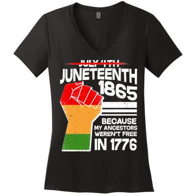 Not July 4th Juneteenth 1885 Women's V-Neck T-Shirt