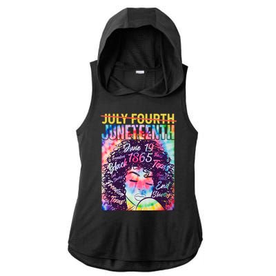 Not July 4th Juneteenth Tie Dye African American Woman Ladies PosiCharge Tri-Blend Wicking Draft Hoodie Tank