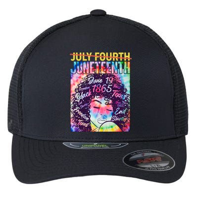 Not July 4th Juneteenth Tie Dye African American Woman Flexfit Unipanel Trucker Cap