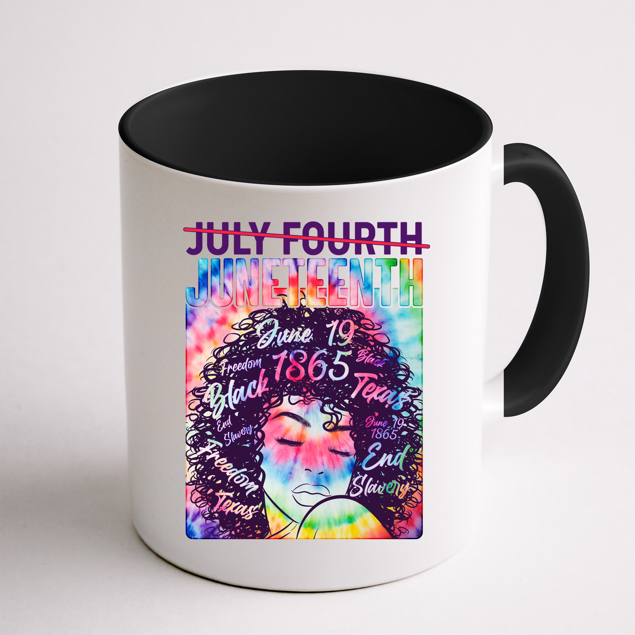 Not July 4th Juneteenth Tie Dye African American Woman Mug