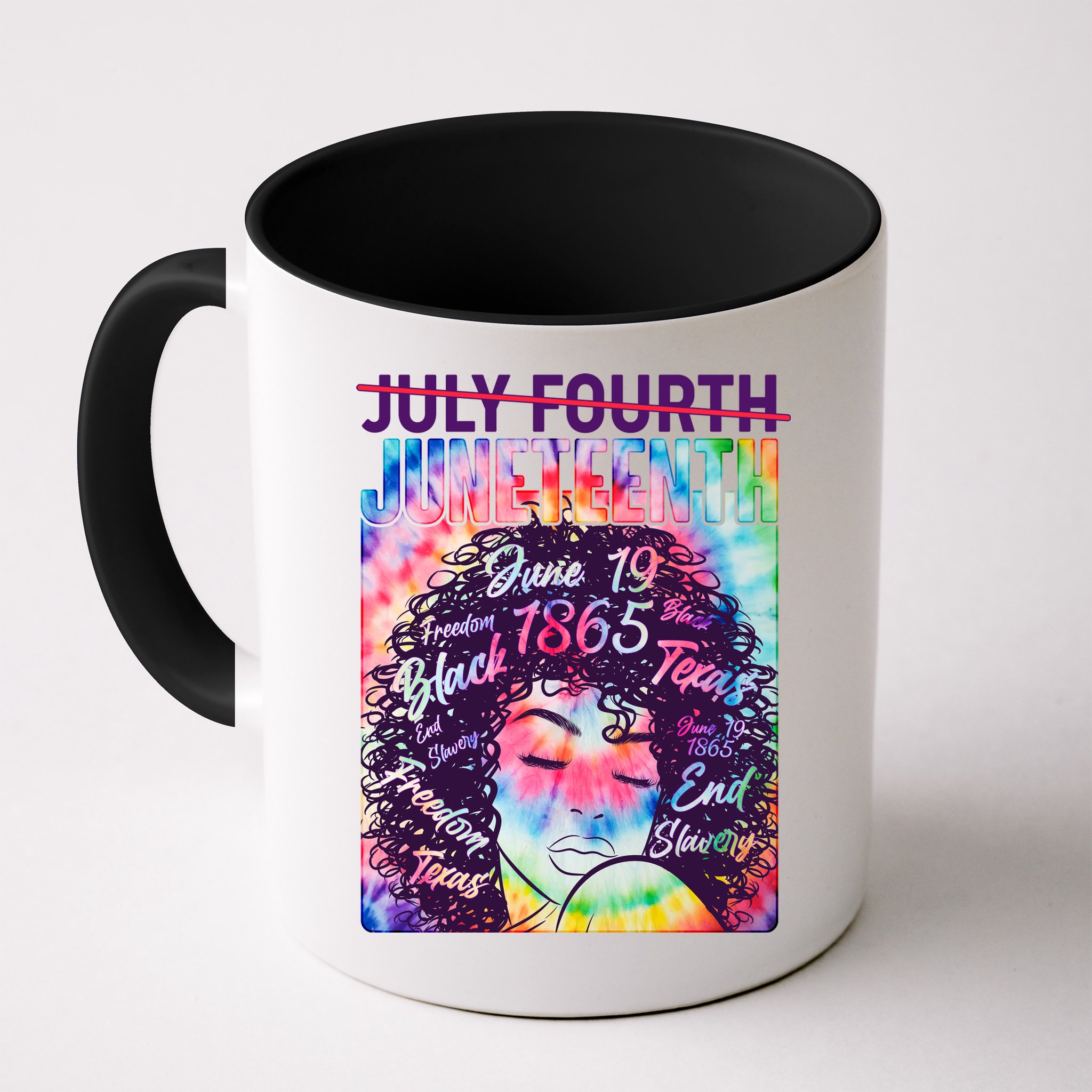 Not July 4th Juneteenth Tie Dye African American Woman Mug