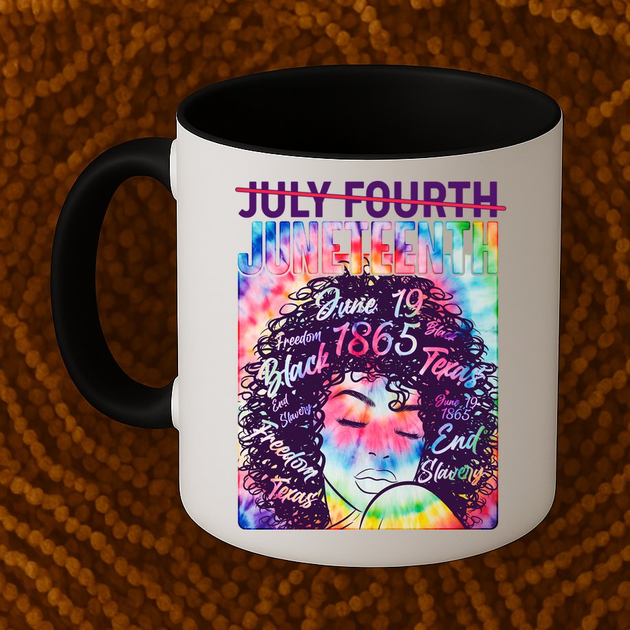 Not July 4th Juneteenth Tie Dye African American Woman Mug