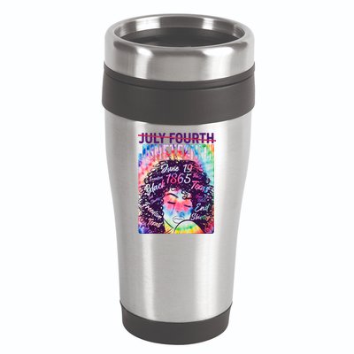 Not July 4th Juneteenth Tie Dye African American Woman 16oz Travel Tumbler