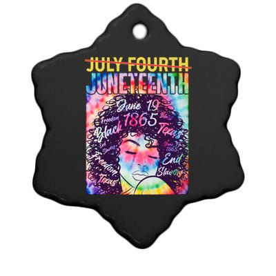 Not July 4th Juneteenth Tie Dye African American Woman Ceramic Star Ornament