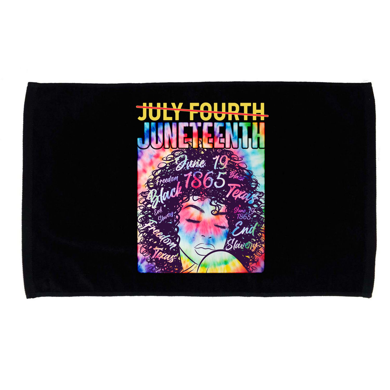 Not July 4th Juneteenth Tie Dye African American Woman Microfiber Hand Towel