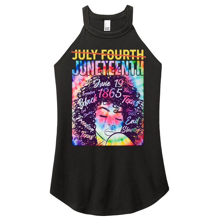Not July 4th Juneteenth Tie Dye African American Woman Women's Perfect Tri Rocker Tank