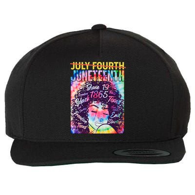 Not July 4th Juneteenth Tie Dye African American Woman Wool Snapback Cap