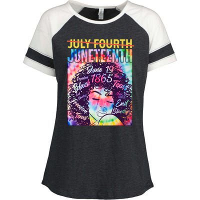 Not July 4th Juneteenth Tie Dye African American Woman Enza Ladies Jersey Colorblock Tee