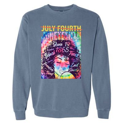 Not July 4th Juneteenth Tie Dye African American Woman Garment-Dyed Sweatshirt