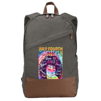 Not July 4th Juneteenth Tie Dye African American Woman Cotton Canvas Backpack