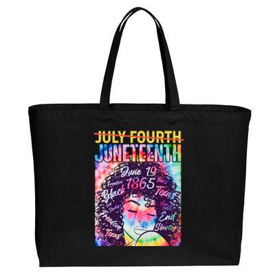 Not July 4th Juneteenth Tie Dye African American Woman Cotton Canvas Jumbo Tote