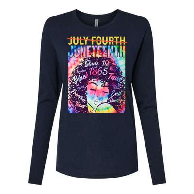 Not July 4th Juneteenth Tie Dye African American Woman Womens Cotton Relaxed Long Sleeve T-Shirt