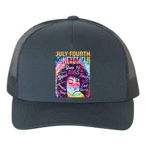 Not July 4th Juneteenth Tie Dye African American Woman Yupoong Adult 5-Panel Trucker Hat