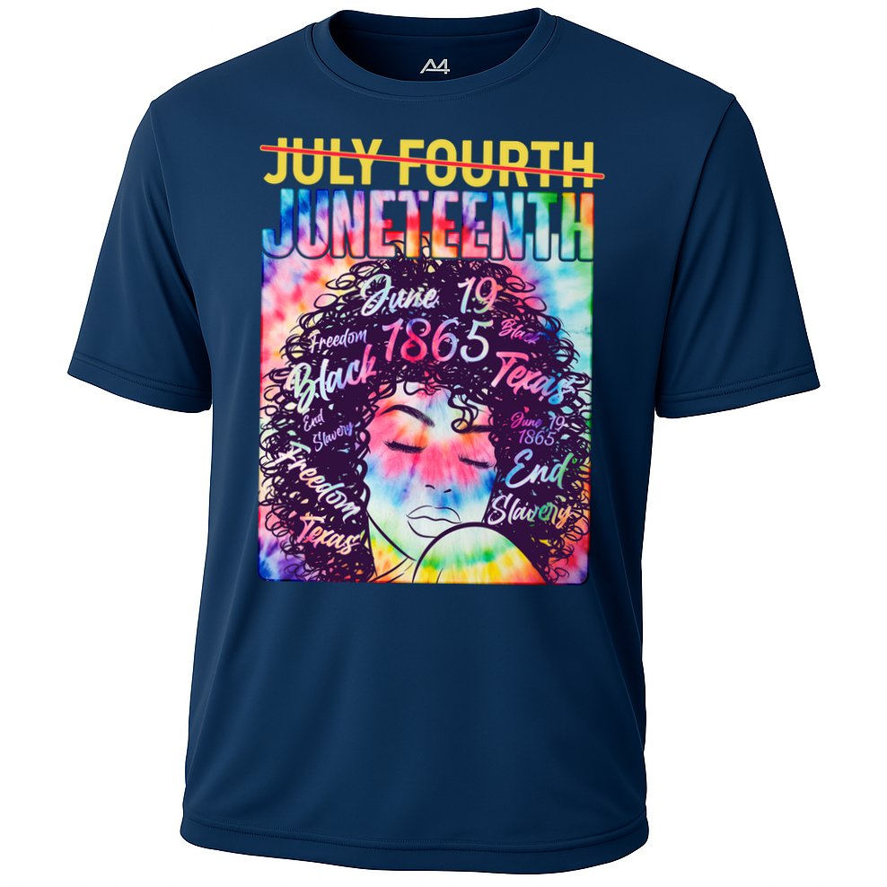 Not July 4th Juneteenth Tie Dye African American Woman Cooling Performance Crew T-Shirt