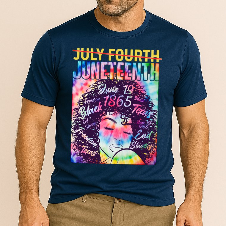 Not July 4th Juneteenth Tie Dye African American Woman Cooling Performance Crew T-Shirt