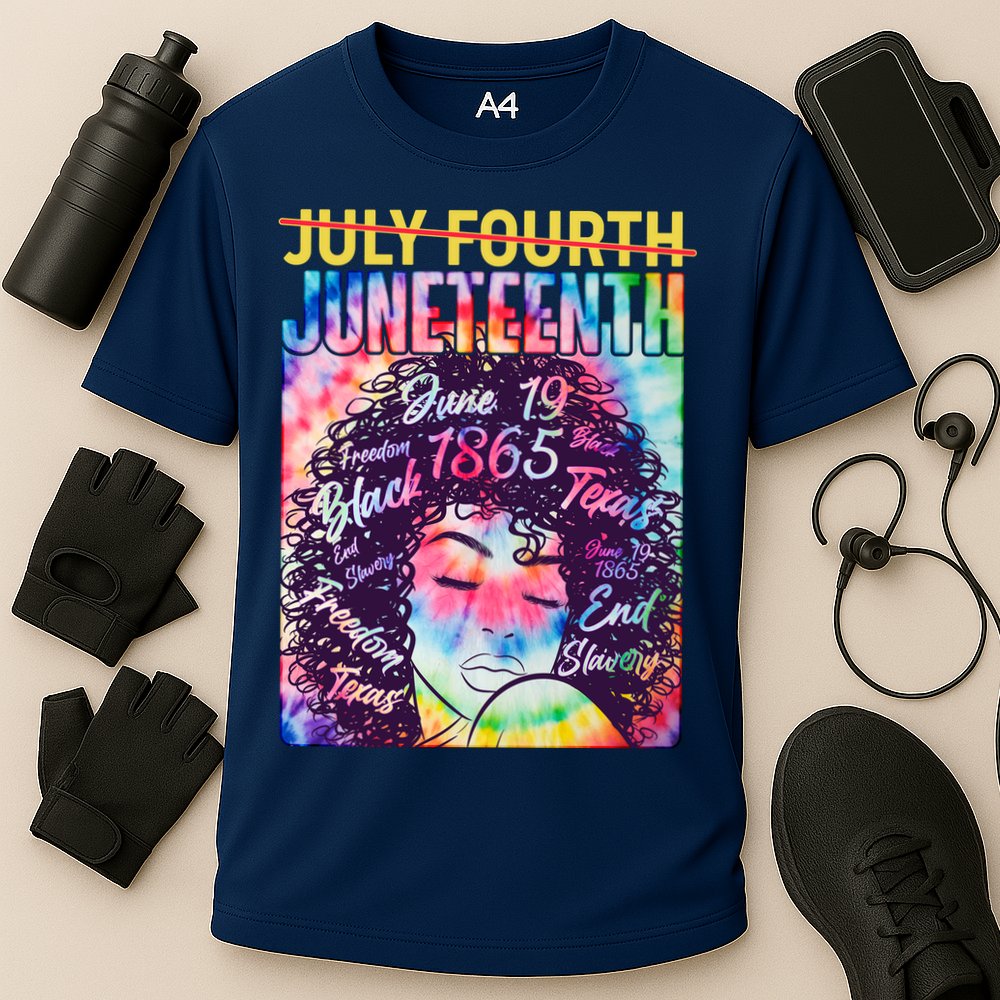 Not July 4th Juneteenth Tie Dye African American Woman Cooling Performance Crew T-Shirt