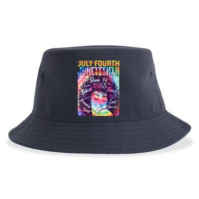 Not July 4th Juneteenth Tie Dye African American Woman Sustainable Bucket Hat