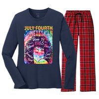 Not July 4th Juneteenth Tie Dye African American Woman Women's Long Sleeve Flannel Pajama Set 