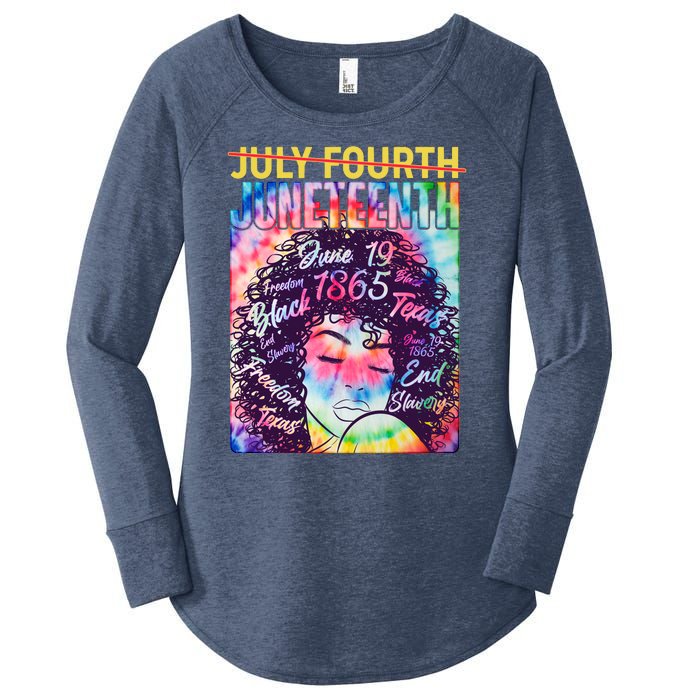 Not July 4th Juneteenth Tie Dye African American Woman Women's Perfect Tri Tunic Long Sleeve Shirt