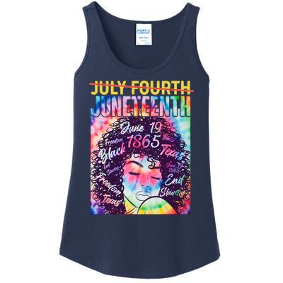 Not July 4th Juneteenth Tie Dye African American Woman Ladies Essential Tank