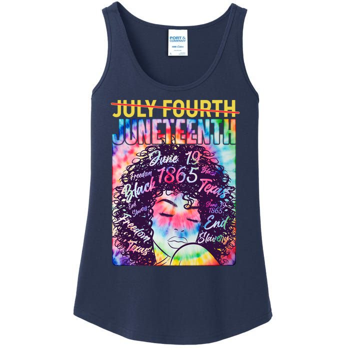 Not July 4th Juneteenth Tie Dye African American Woman Ladies Essential Tank