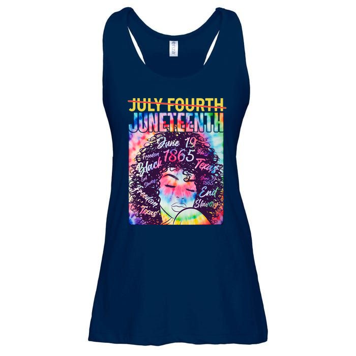 Not July 4th Juneteenth Tie Dye African American Woman Ladies Essential Flowy Tank