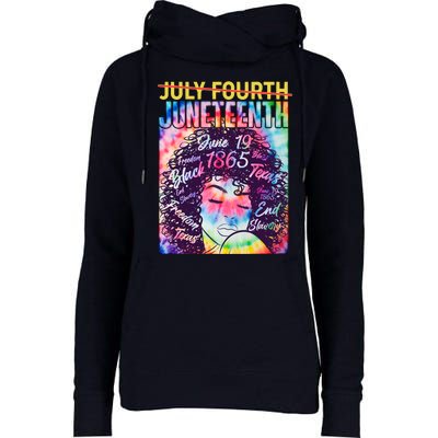 Not July 4th Juneteenth Tie Dye African American Woman Womens Funnel Neck Pullover Hood