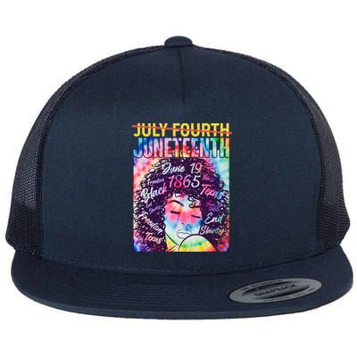 Not July 4th Juneteenth Tie Dye African American Woman Flat Bill Trucker Hat