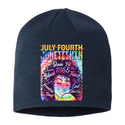 Not July 4th Juneteenth Tie Dye African American Woman Sustainable Beanie