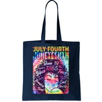 Not July 4th Juneteenth Tie Dye African American Woman Tote Bag