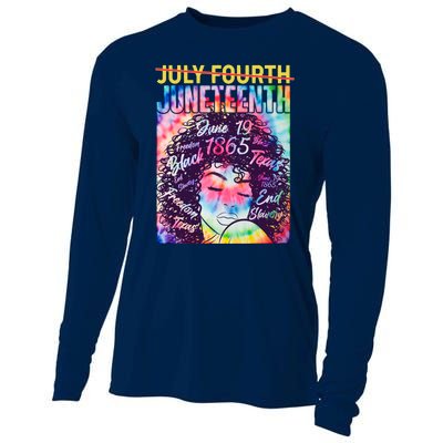 Not July 4th Juneteenth Tie Dye African American Woman Cooling Performance Long Sleeve Crew