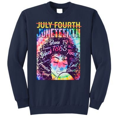 Not July 4th Juneteenth Tie Dye African American Woman Tall Sweatshirt