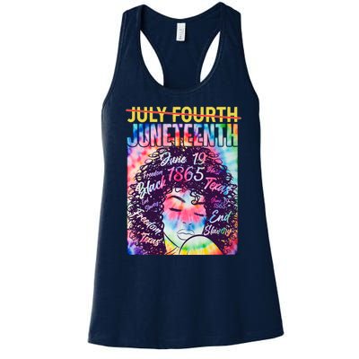 Not July 4th Juneteenth Tie Dye African American Woman Women's Racerback Tank