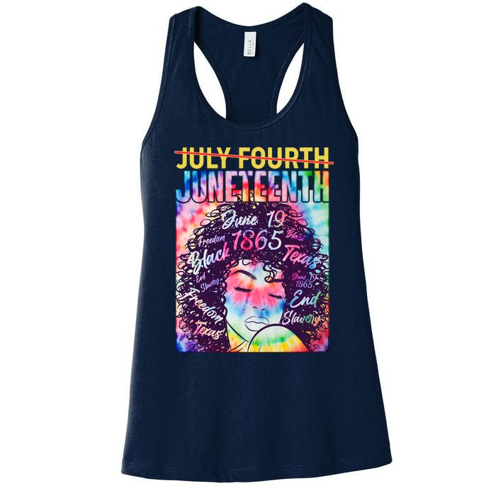 Not July 4th Juneteenth Tie Dye African American Woman Women's Racerback Tank