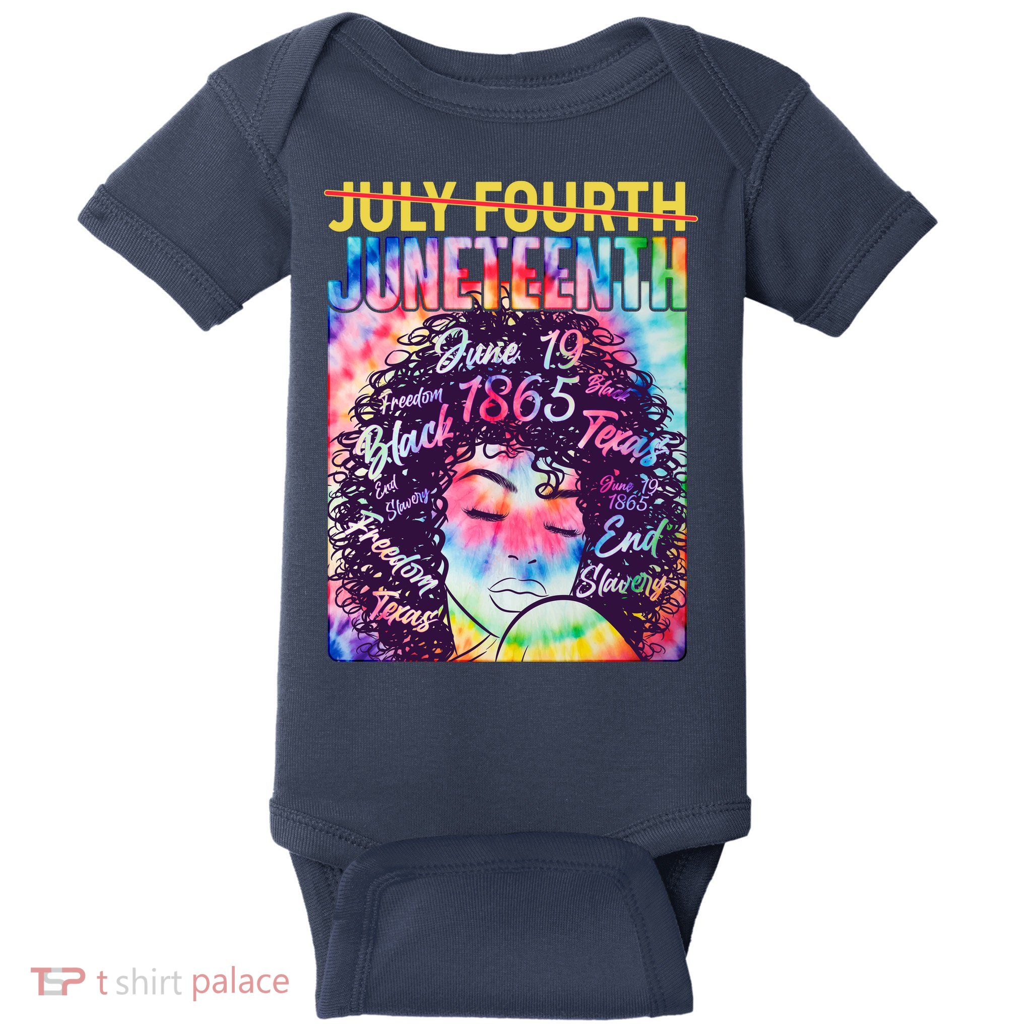 Not July 4th Juneteenth Tie Dye African American Woman Baby Bodysuit