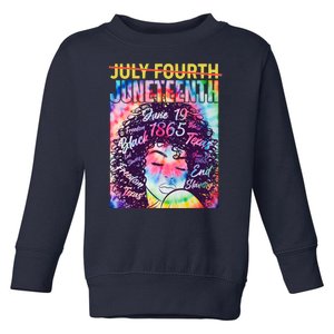 Not July 4th Juneteenth Tie Dye African American Woman Toddler Sweatshirt