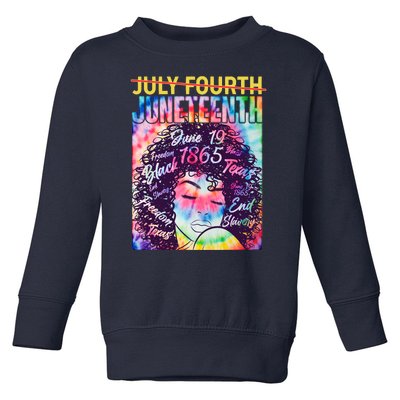 Not July 4th Juneteenth Tie Dye African American Woman Toddler Sweatshirt