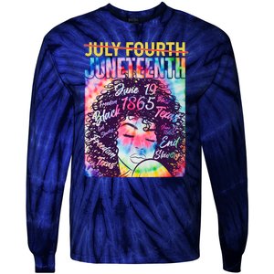 Not July 4th Juneteenth Tie Dye African American Woman Tie-Dye Long Sleeve Shirt