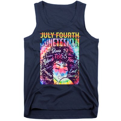 Not July 4th Juneteenth Tie Dye African American Woman Tank Top